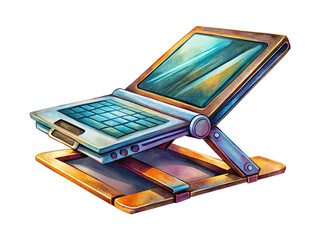 Poster - Stylized Illustration of a Futuristic Laptop or Tablet Computer on a Stand