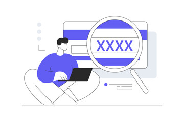 Poster - Credit card security. Online Payment Security. Credit bank wallet successful transaction money transfer. Banking app, Credit card and secure. Flat Cartoon Vector Illustration, icon. Stylish abstract  