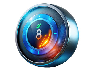 Poster - Futuristic glowing orb with leaf and number eight inside interface design