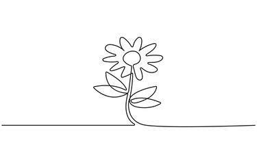Poster - Sunflower continuous one line drawing and minimalist style isolate outline vector icon