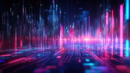 Poster - digital neon cityscape