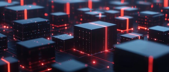Poster - abstract glowing digital cubes