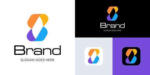 Minimal letter S dynamic geometric with colorful logo icon design, vector illustration element editable, modern tech symbol initial alphabet for technology and brand identity business company