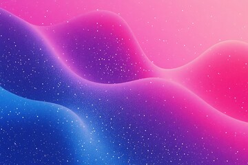 Wall Mural - Pink Purple Abstract Waves Surface with Light White Particles Fantasy Background