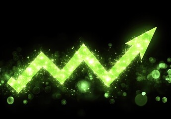 Poster - Lime Green Sparkling Upward Trend Arrow Graphic