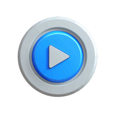 Poster - Volumetric illustration of play button icon in blue color against a circular background for live streaming activity