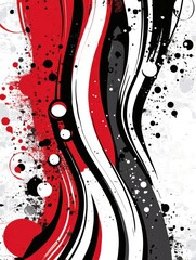 Aufkleber - Dynamic abstract painting with bold red black and white flowing brushstrokes and splatter effects creating a modern artistic composition with a graphic design vibe