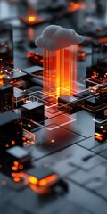 Fototapete - A computer chip with a cloud on top of it.