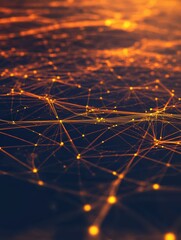 Poster - Abstract network connections with glowing nodes and lines creating a futuristic digital landscape for technology and science concepts and innovation background