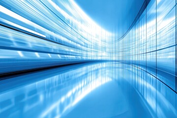 Poster - Abstract blue background with smooth lines and reflections creating a futuristic atmosphere
