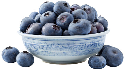 Wall Mural -  bowl of fresh blueberries isolated on white transparent background