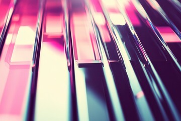Poster - Abstract close-up of vibrant glass panels reflecting light, creating a colorful pattern