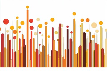 Poster - abstract design featuring vibrant vertical lines and circles in warm colors, ideal for backgrounds