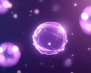 Wall Mural - Glowing purple sphere amidst bokeh, ethereal and vibrant