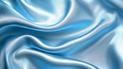 Poster - elegant light blue satin fabric texture smooth soft draped waves background luxurious silk material 