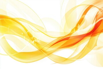 Poster - Abstract waves of orange and yellow flowing gracefully across a white background