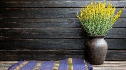 Poster - Bright and colorful vase of fresh flowers on a table creating a cheerful and inviting atmosphere