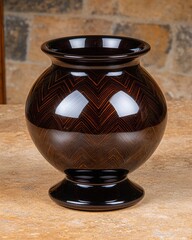 Poster - Simple yet stylish vase on a wooden table creating a cozy atmosphere in a modern living space