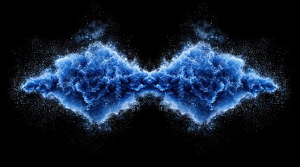 Poster - A dramatic blue explosion of powder creating a stunning visual display against a white background