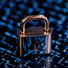Poster - A secure padlock resting on a sleek computer keyboard symbolizing digital security and protection
