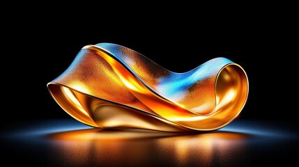Poster - Stunning gold and blue wave flowing elegantly in a serene ocean scene under a clear sky