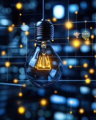 Poster - Illuminated light bulb with glowing background creating a bright and inspiring atmosphere of ideas