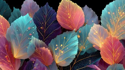 Fototapete - Colorful glowing leaves background