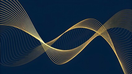 Aufkleber - Golden wavy lines on a dark blue background creating an abstract elegant and modern design element graphic