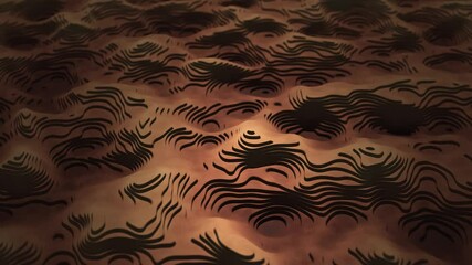 Terrain cutout contours relief design 3d animated travelling rotating loop brown earth soil sand desert