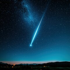 Poster - Captivating shooting star illuminating the night sky with a brilliant tail in the dark cosmic canvas