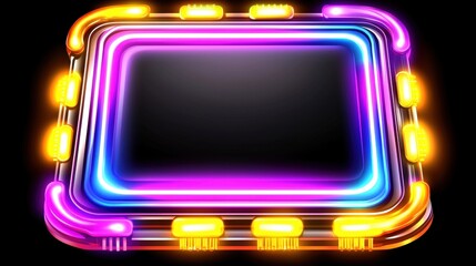 Poster - Neon frame against a black background adding a touch of vibrancy and modern style to visuals