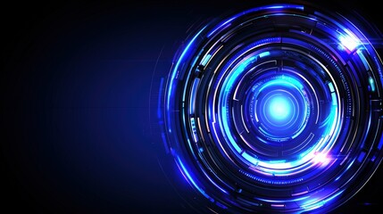 Poster - Blue and black circular background design featuring a modern abstract pattern and visual depth