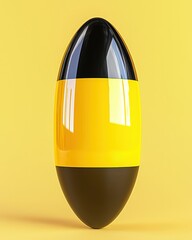 Poster - Unique black and yellow egg resting on a natural surface surrounded by soft natural light