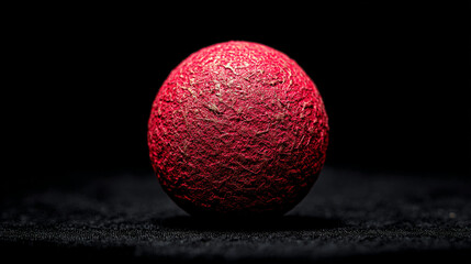 Poster - Closeup red textured sphere dark background abstract image photography art ball macro color style object design 