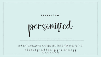 Fototapete - Hand drawn vector alphabet. Modern monoline signature script font. Elegant Signature Font. Best Alphabet Beautiful Calligraphy Signature Font
