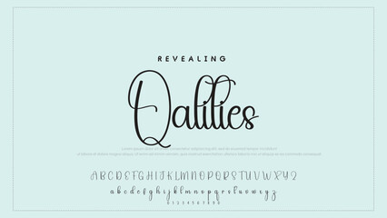 Fototapete - Hand drawn vector alphabet. Modern monoline signature script font. Elegant Signature Font. Best Alphabet Beautiful Calligraphy Signature Font