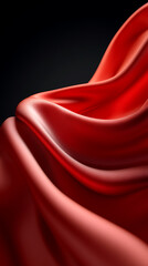 Aufkleber - Flowing red fabric on a black background showcases dynamic movement and luxurious texture. The rich color and elegant drape create a captivating visual.