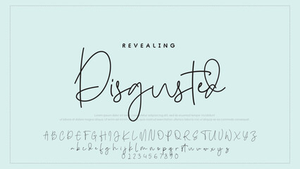 Fototapete - Hand drawn vector alphabet. Modern monoline signature script font. Elegant Signature Font. Best Alphabet Beautiful Calligraphy Signature Font