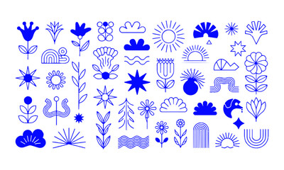 Fototapete - A modern vector illustration set of minimalist abstract icons and design elements, easily editable.
