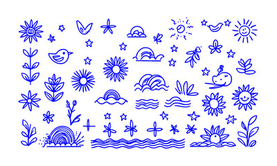 Fototapete - A modern vector illustration set of minimalist abstract icons and design elements, easily editable.