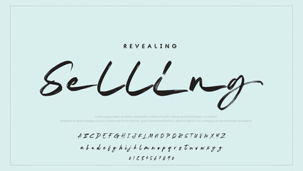 Fototapete - Hand drawn vector alphabet. Modern monoline signature script font. Elegant Signature Font. Best Alphabet Beautiful Calligraphy Signature Font