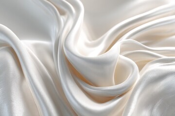Poster - Luxurious white silk fabric with delicate folds, creating a smooth and elegant texture perfect for background design and premium fashion illustrations, ideal for textile and fashion use.