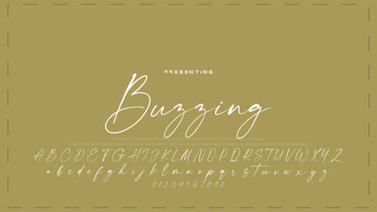 Fototapete - Hand drawn vector alphabet. Modern monoline signature script font. Elegant Signature Font. Best Alphabet Beautiful Calligraphy Signature Font