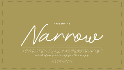 Fototapete - Hand drawn vector alphabet. Modern monoline signature script font. Elegant Signature Font. Best Alphabet Beautiful Calligraphy Signature Font