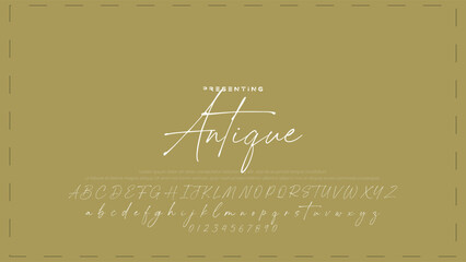 Fototapete - Hand drawn vector alphabet. Modern monoline signature script font. Elegant Signature Font. Best Alphabet Beautiful Calligraphy Signature Font
