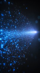 bursting radiant blue light streaks across the dark expanse creating a sparkling cosmic effect