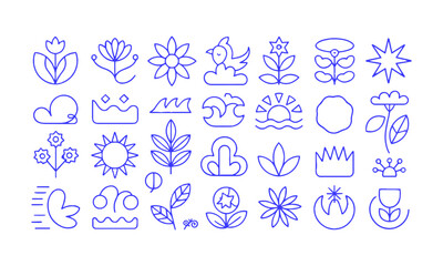 Fototapete - A modern vector illustration set of minimalist abstract icons and design elements, easily editable.