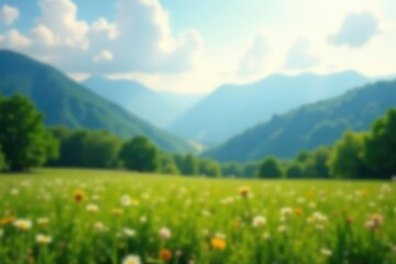 Wall Mural - blurred natural landscape, soft focus, dreamy effect, abstract, backgrounds, blur