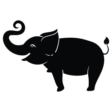 Vector flat black silhouette of a pig isolated  Adobe Illustrator Artwork