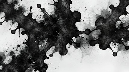 Poster - Black and white ink splash background with bold abstract strokes and expressive artistic texture for creative design